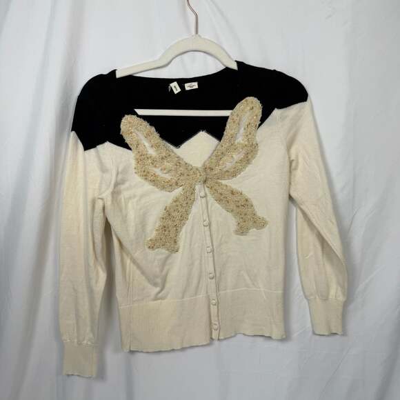 Moth Sweaters - Moth Anthropologie Sequin Bow Cardigan Sweater Size M